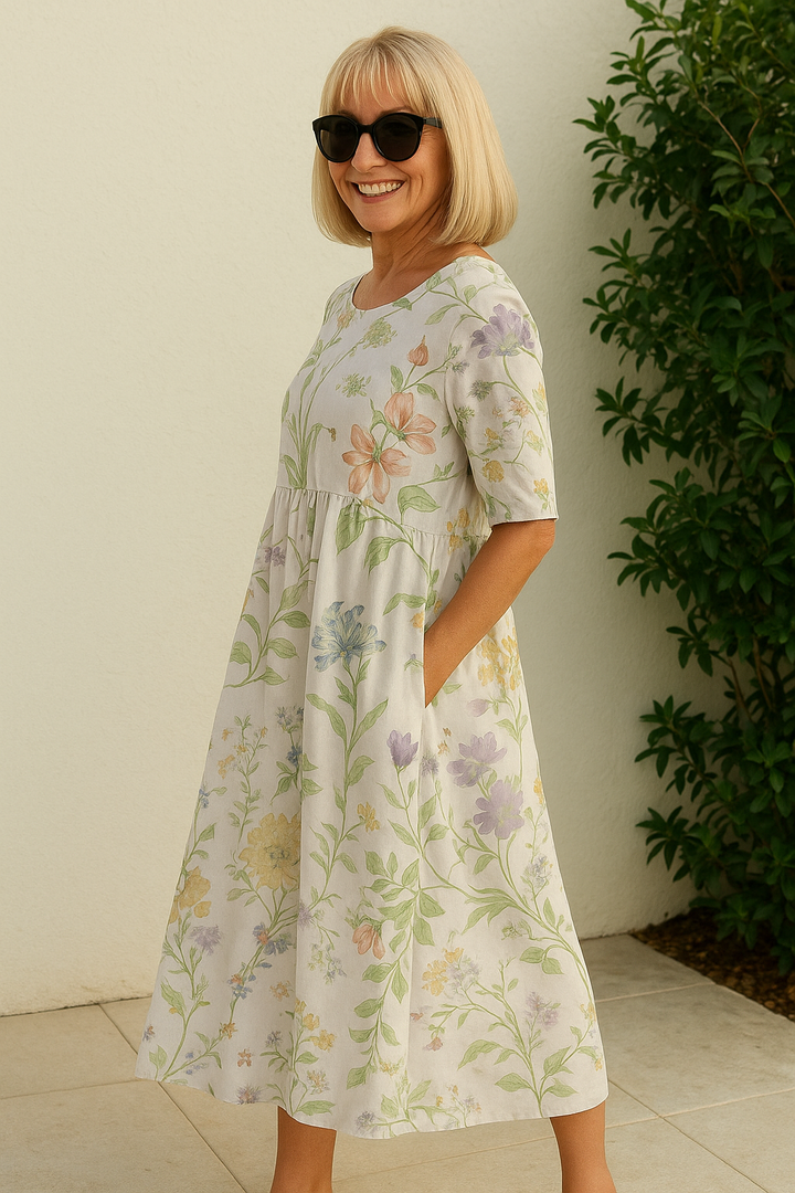 Eliza | Ontspannen Midi Jurk - Moeiteloze Elegantie, Dagelijkse Comfort