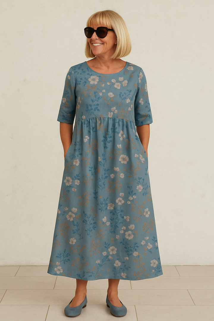 Elize - Ontspannen Midi-jurk - Moeiteloze Elegantie, Dagelijks Comfort