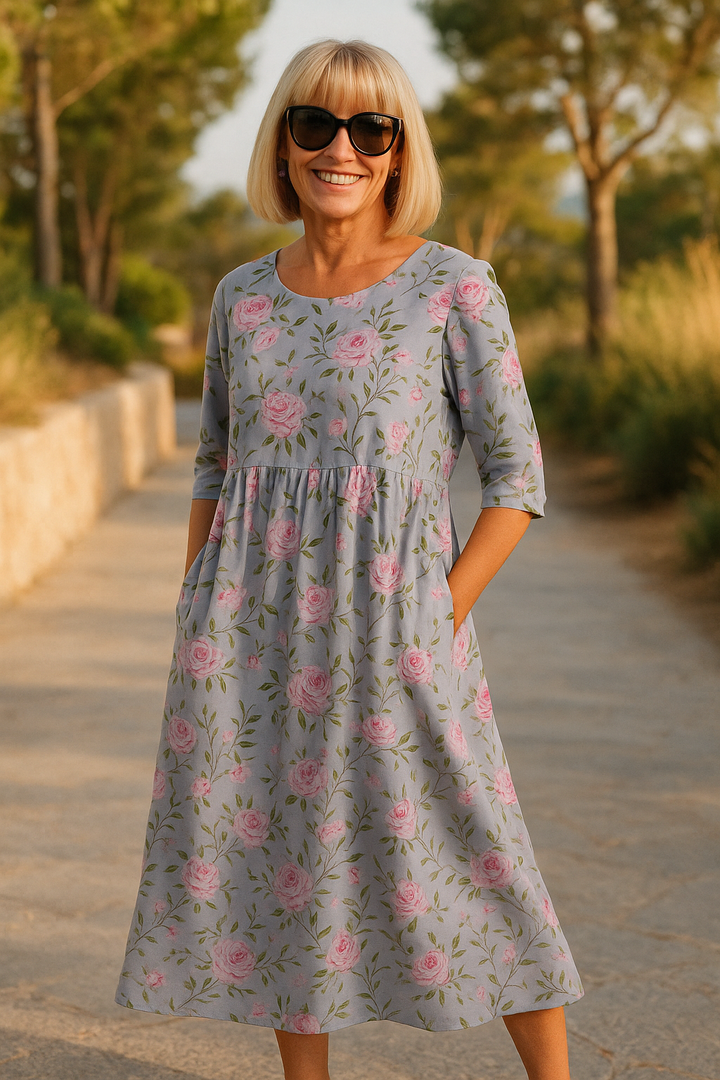 Eliza | Ontspannen Midi Jurk - Moeiteloze Elegantie, Dagelijkse Comfort