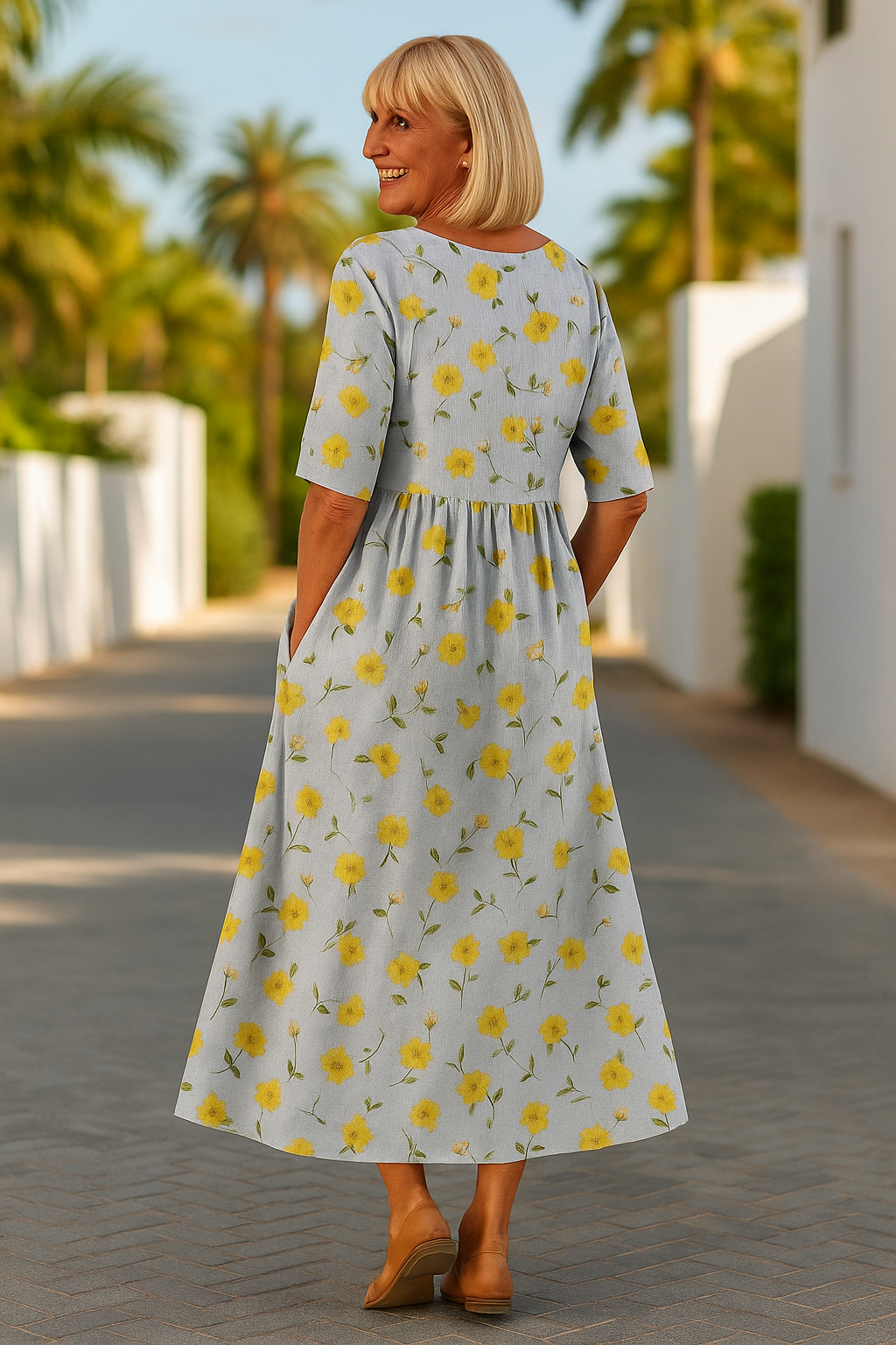 Eliza | Ontspannen Midi Jurk - Moeiteloze Elegantie, Dagelijkse Comfort