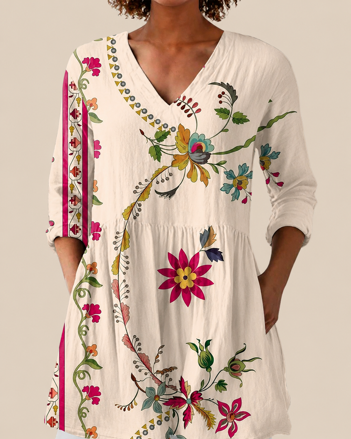 Aria | Lange Blouse met een opvallend patroon