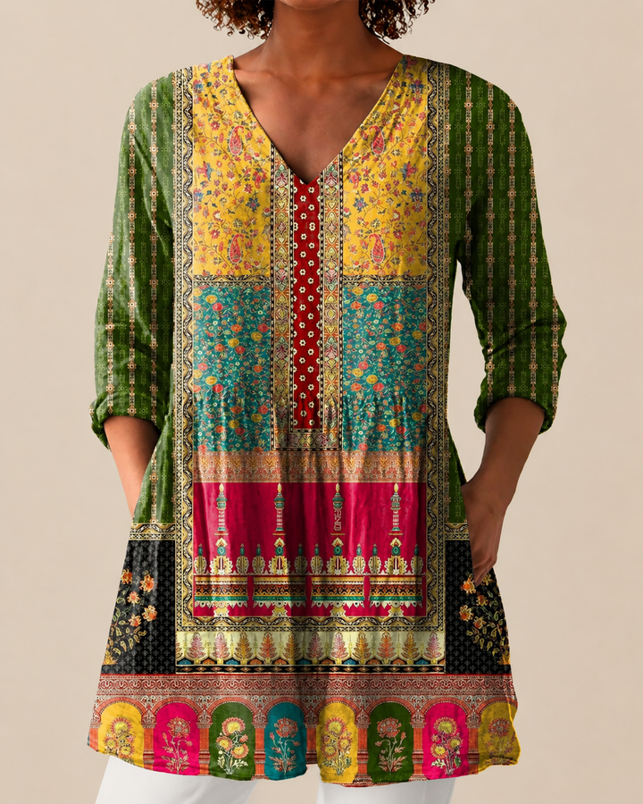Nyla | Lange Blouse met opvallend patroon