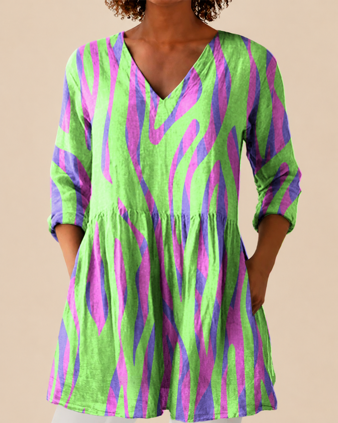 Mira | Lange Blouse met een uitdrukkelijk patroon