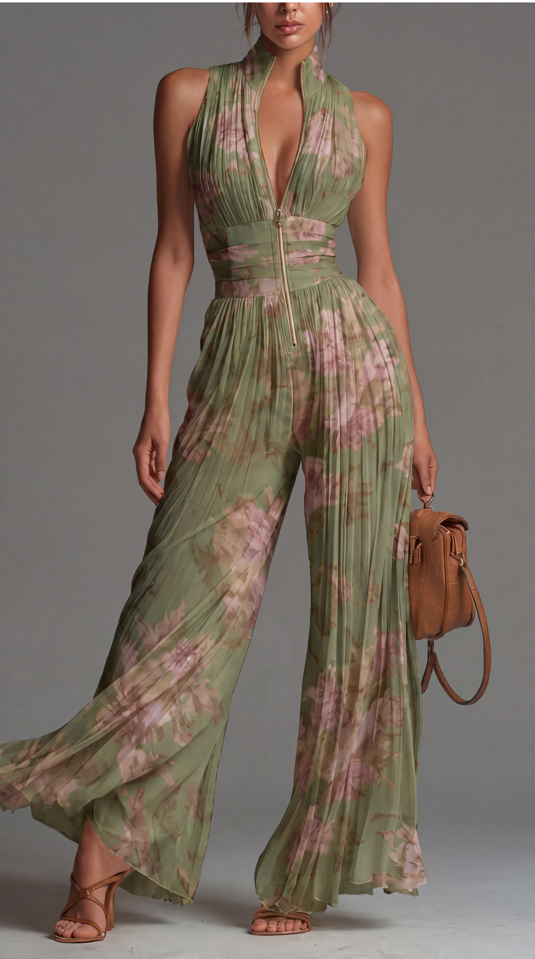Sanne | Elegante Plissé Jumpsuit in Groen