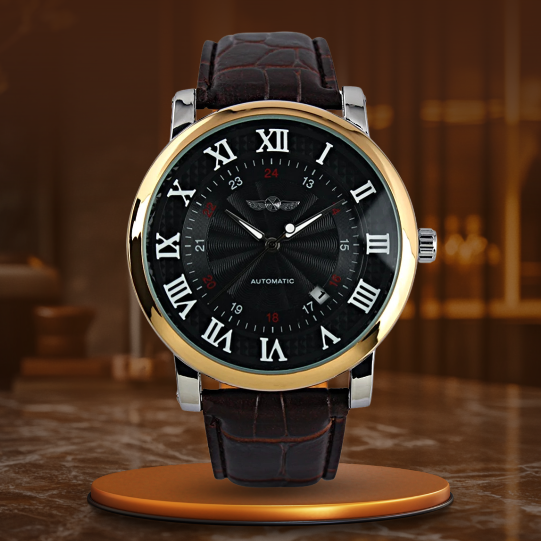 Mode Luxe Leer Volledig Automatische Mechanische Horloge