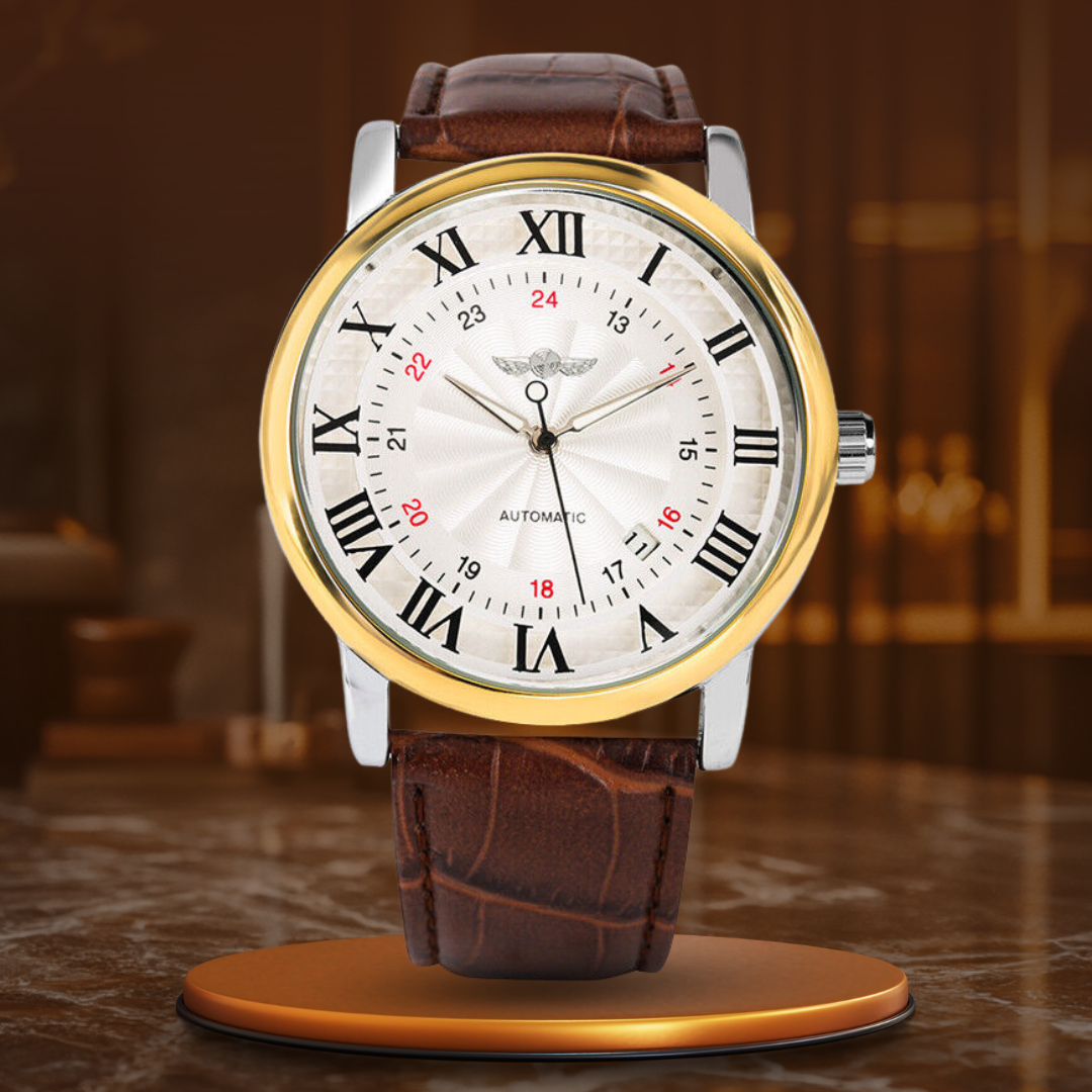 Mode Luxe Leer Volledig Automatische Mechanische Horloge