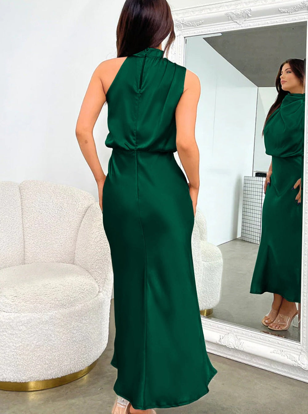 Lucía | Elegante diepgroene halterjurk