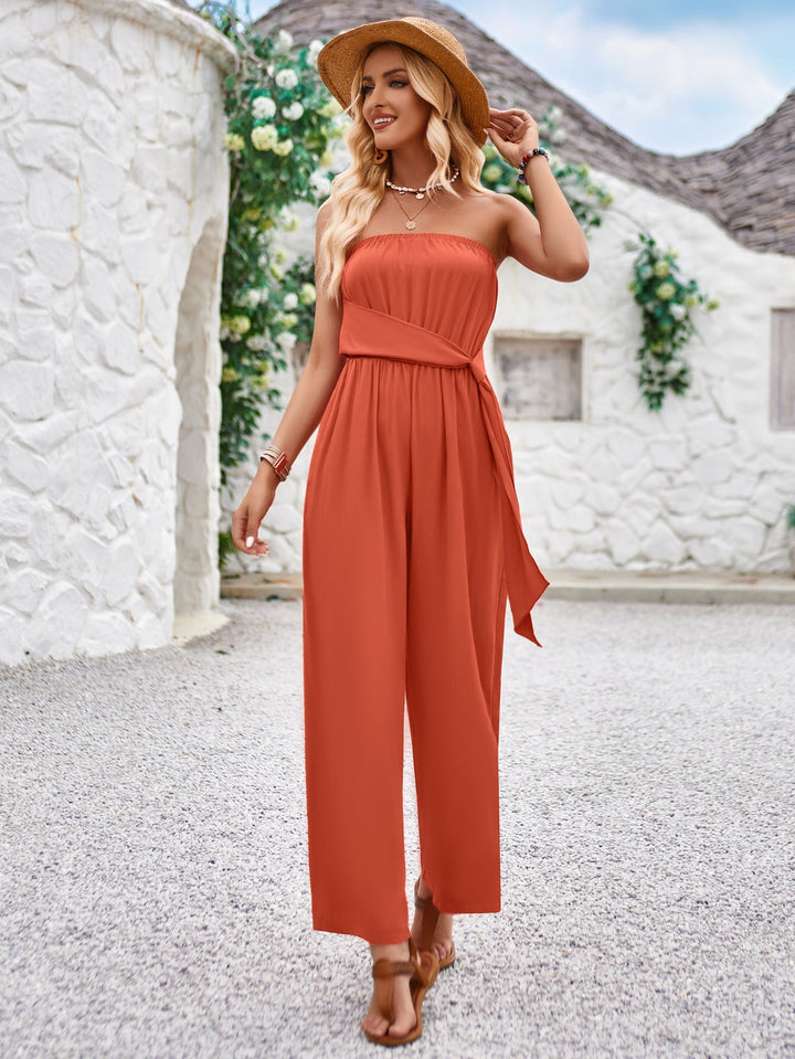 Slim Fit Effen Kleur Tube Top Jumpsuit