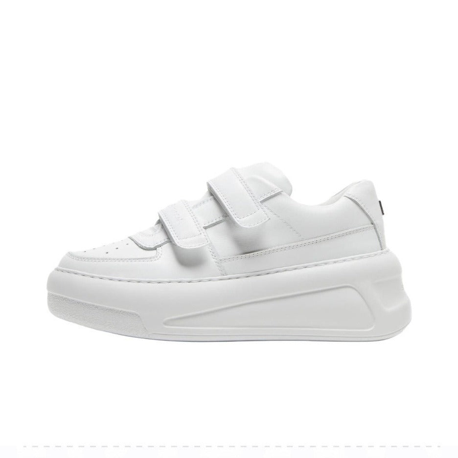 Sportieve Witte Dames Sneakers met Dikke Zool en Klittenband