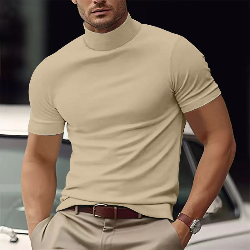 Casual Basic Turtleneck T-shirt voor Heren met Korte Mouwen