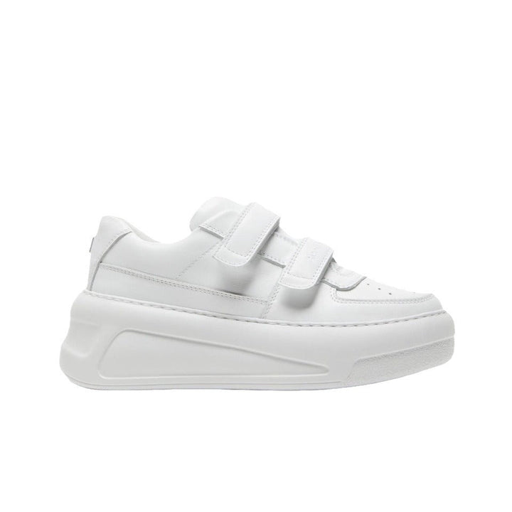 Sportieve Witte Dames Sneakers met Dikke Zool en Klittenband