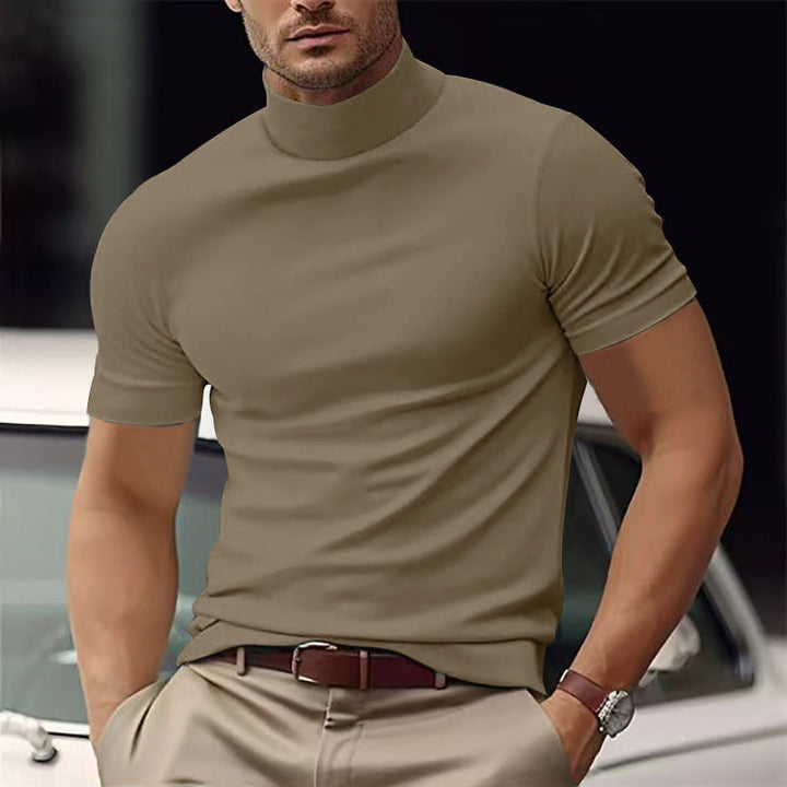 Casual Basic Turtleneck T-shirt voor Heren met Korte Mouwen