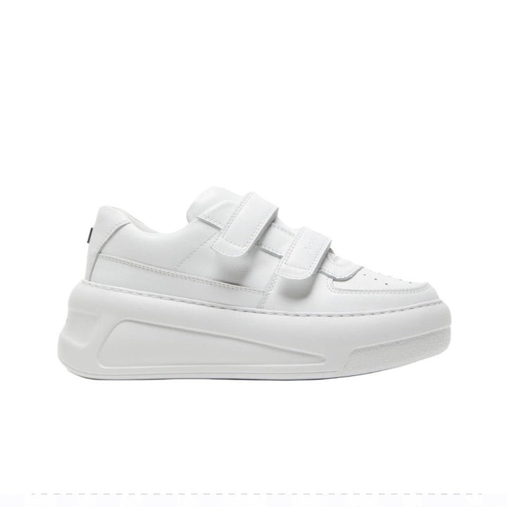 Sportieve Witte Dames Sneakers met Dikke Zool en Klittenband