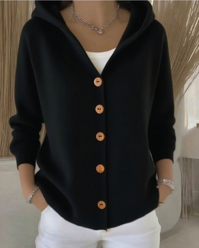Darienne™ | Gebreide Cardigan met Kap en Knopen
