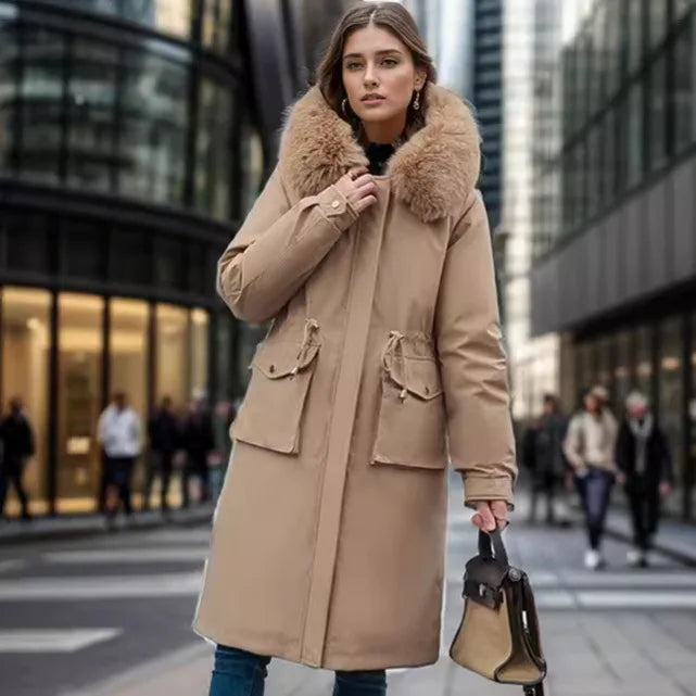 Adelina | Winterjas met lange parka voor dames met bontkraag