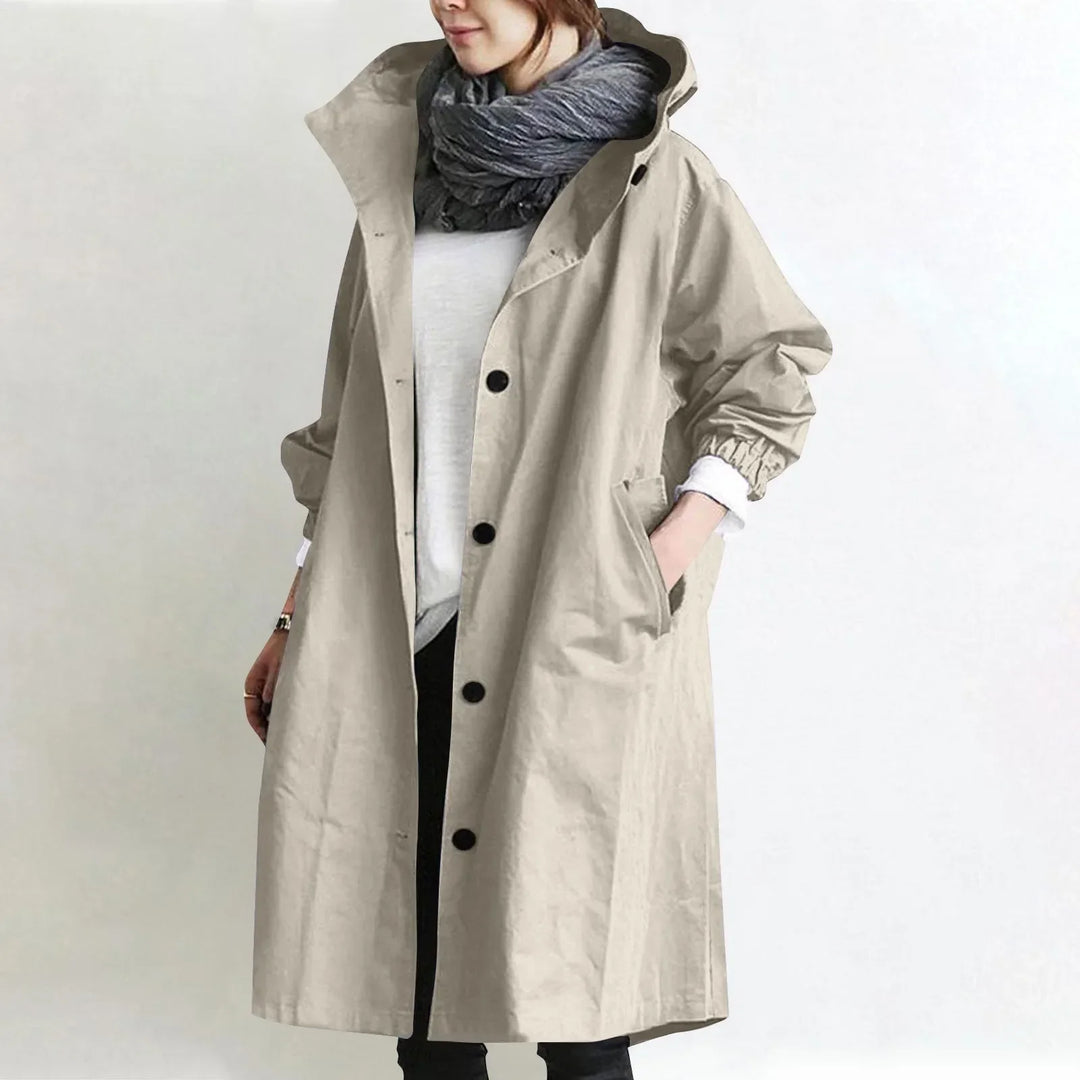 Arabella - Gewatteerde Lange Trenchcoat met Kap