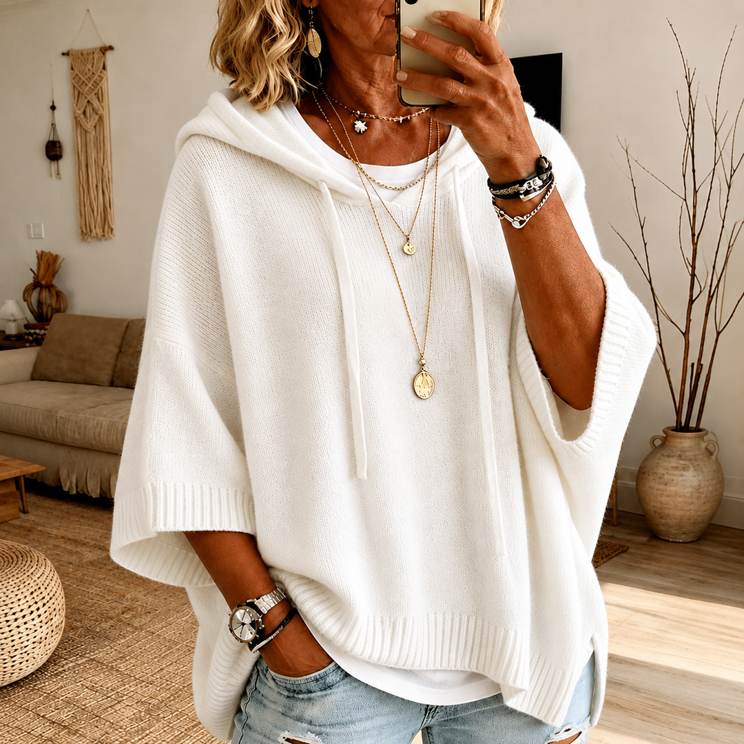 Janice™ | Elegante Witte Poncho met Capuchon