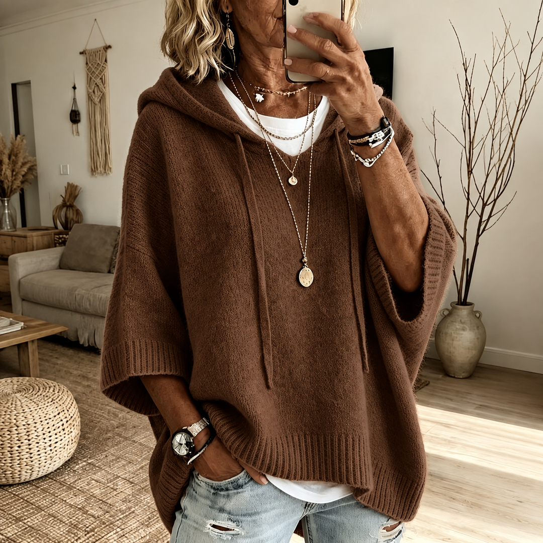 Louise™ | Elegante Bruine Poncho met Capuchon