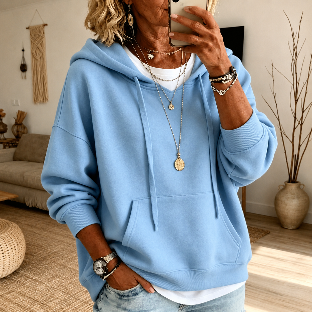Ines™ | Hemelsblauwe Trui met Capuchon