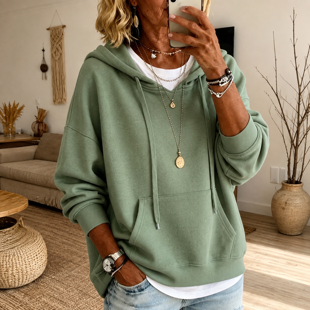 Amandine™ | Saliegroene Trui met Capuchon