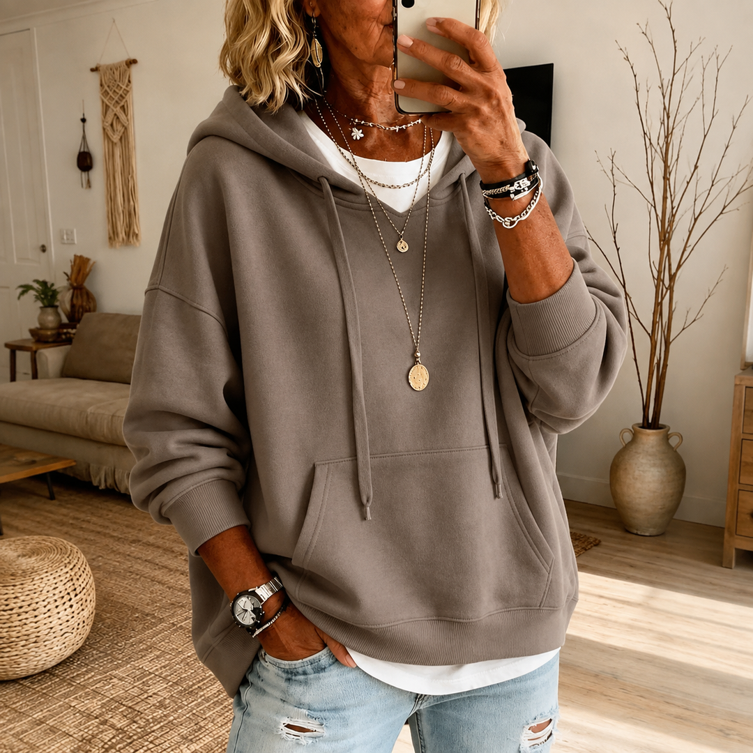 Ella™ | Taupekleurige Trui met Capuchon