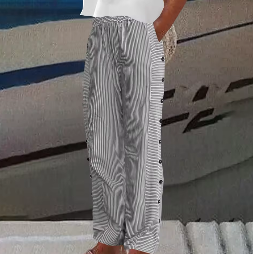 REA | COMFORTABLE GESTREEPTE CASUAL BROEKEN