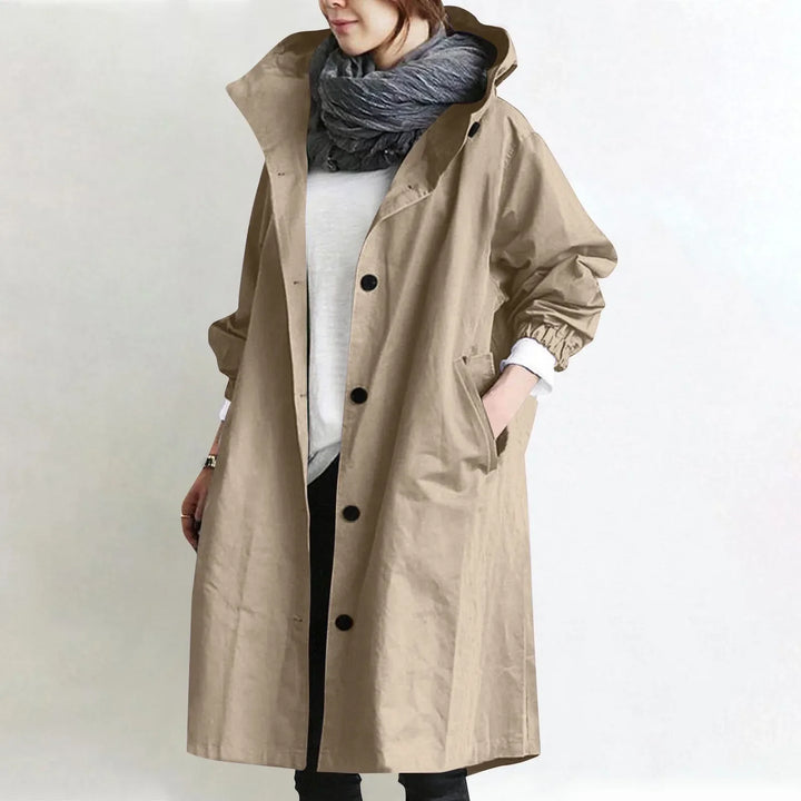 Arabella - Gewatteerde Lange Trenchcoat met Kap