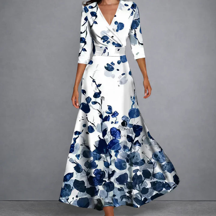 Mila | Sculptural Floral Maxi Jurk voor Elegante Zelfverzekerdheid