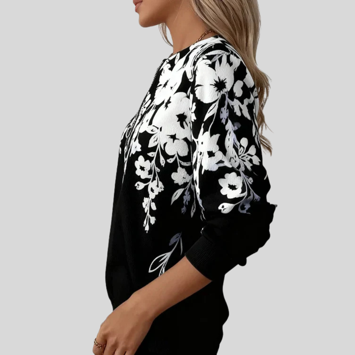 Crimson™ | Trui met bloemenpatroon en ritssluiting