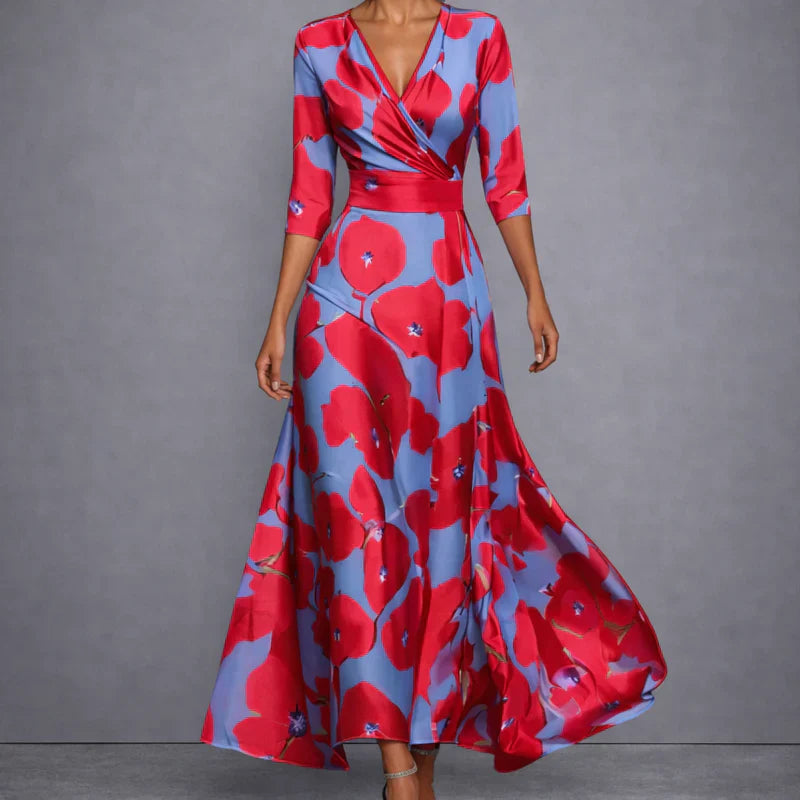 Mila | Sculptural Floral Maxi Jurk voor Elegante Zelfverzekerdheid