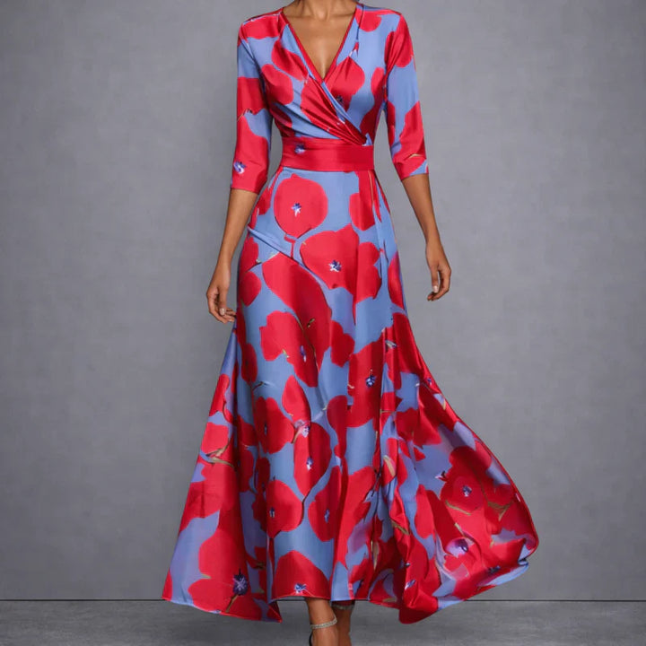Mila | Sculptural Floral Maxi Jurk voor Elegante Zelfverzekerdheid
