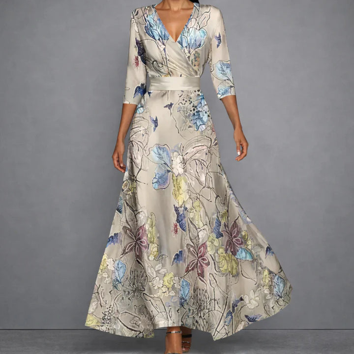 Mila | Sculptural Floral Maxi Jurk voor Elegante Zelfverzekerdheid