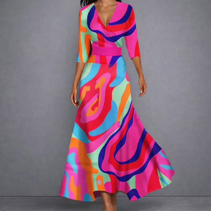 Mila | Sculptural Floral Maxi Jurk voor Elegante Zelfverzekerdheid
