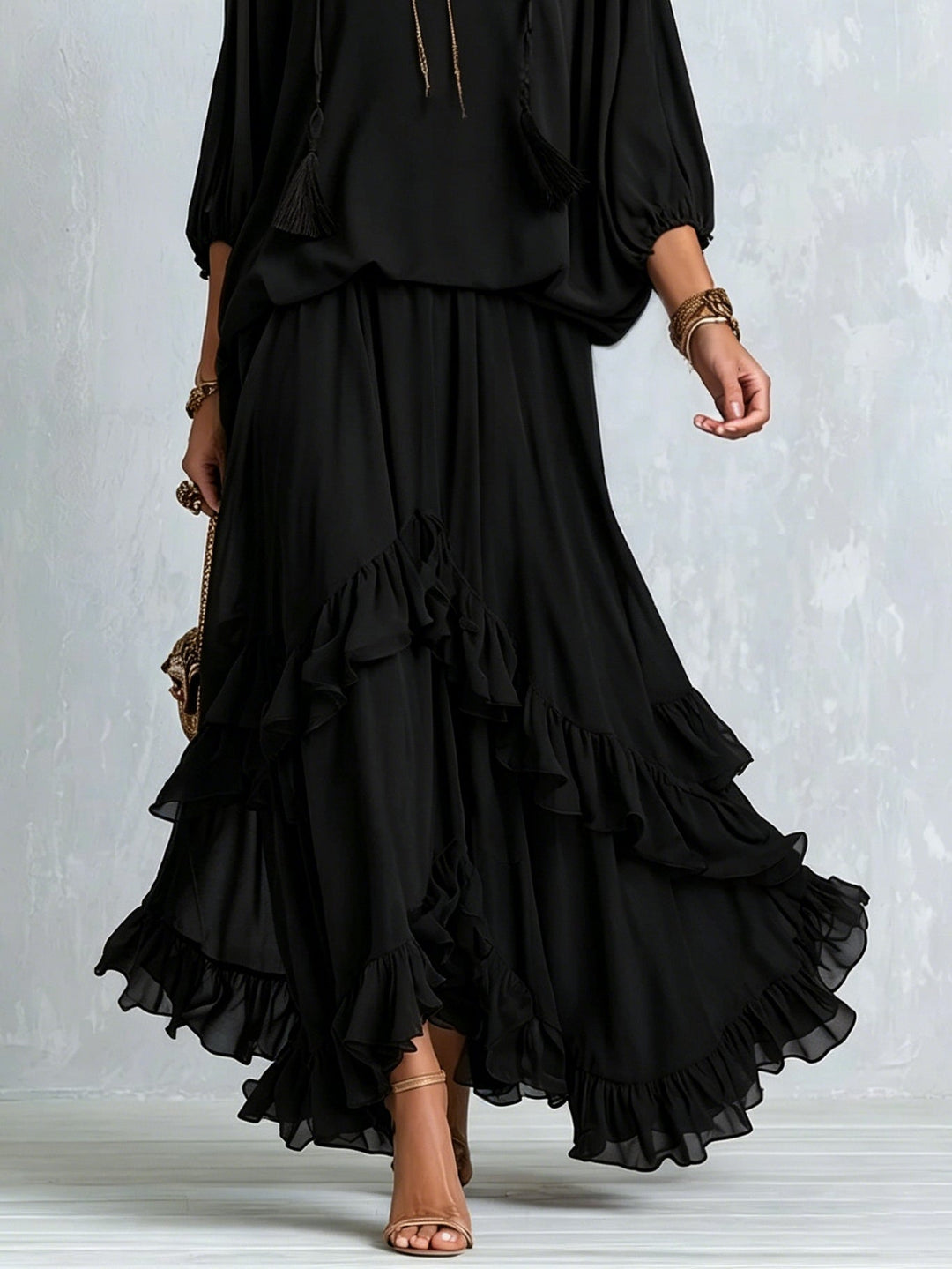 Annalisa™ | Elegante Tweedelige Set met Gelaagde Rok