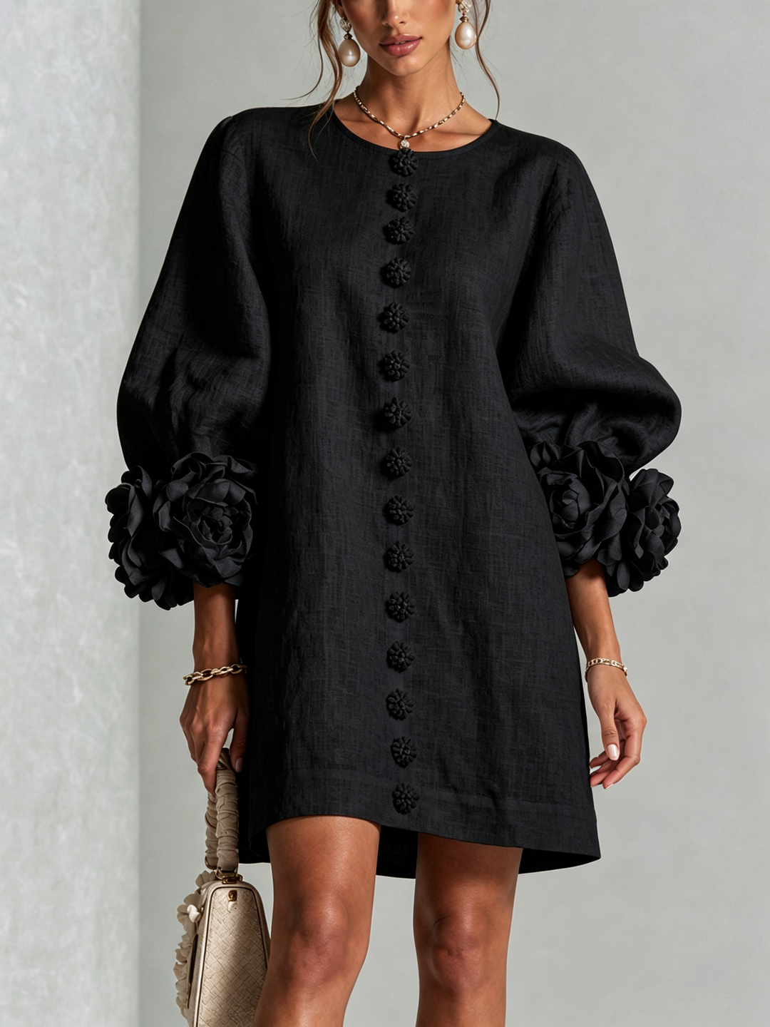 FLORENCE | FLORAL KNOP-JURK MET MINI-LENGTE