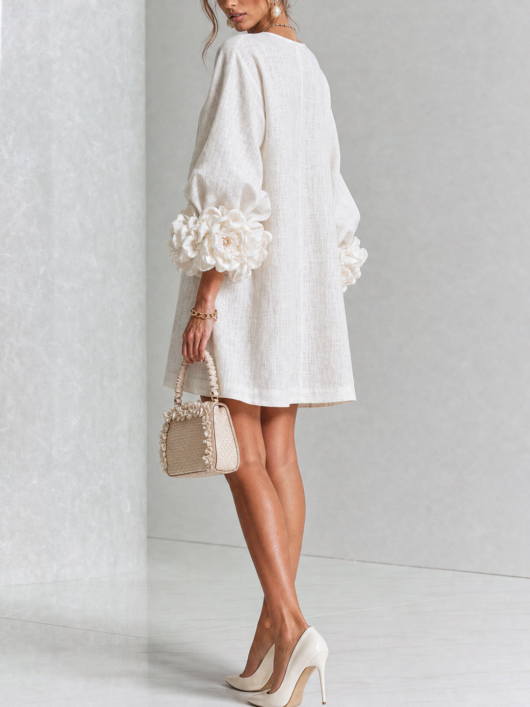 FLORENCE | FLORAL KNOP-JURK MET MINI-LENGTE