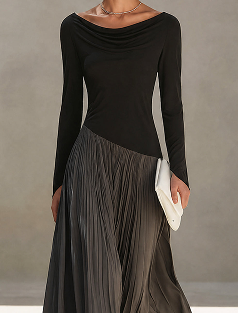 Virginia™ | Elegante Maxi-Jurk met Geplooide Rok