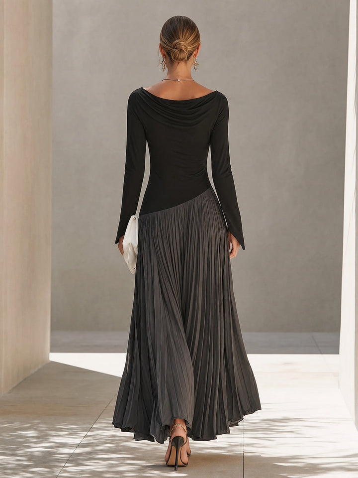 Virginia™ | Elegante Maxi-Jurk met Geplooide Rok
