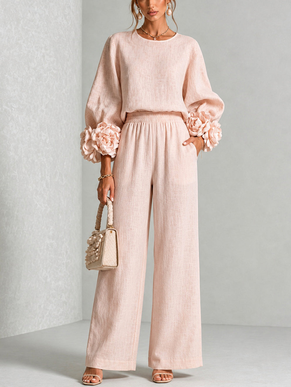 Rosalie | Tweedelige set met florale manchetten