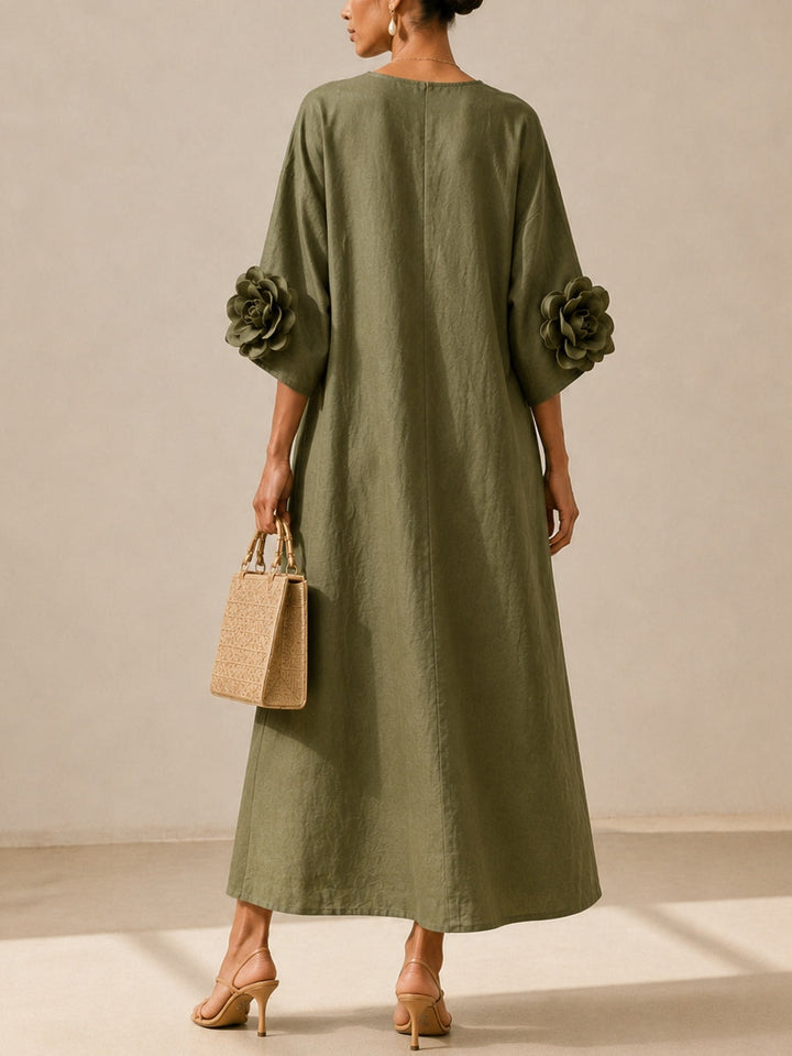 Floriana™ | Elegante Midi-Jurk met Bloemendetails