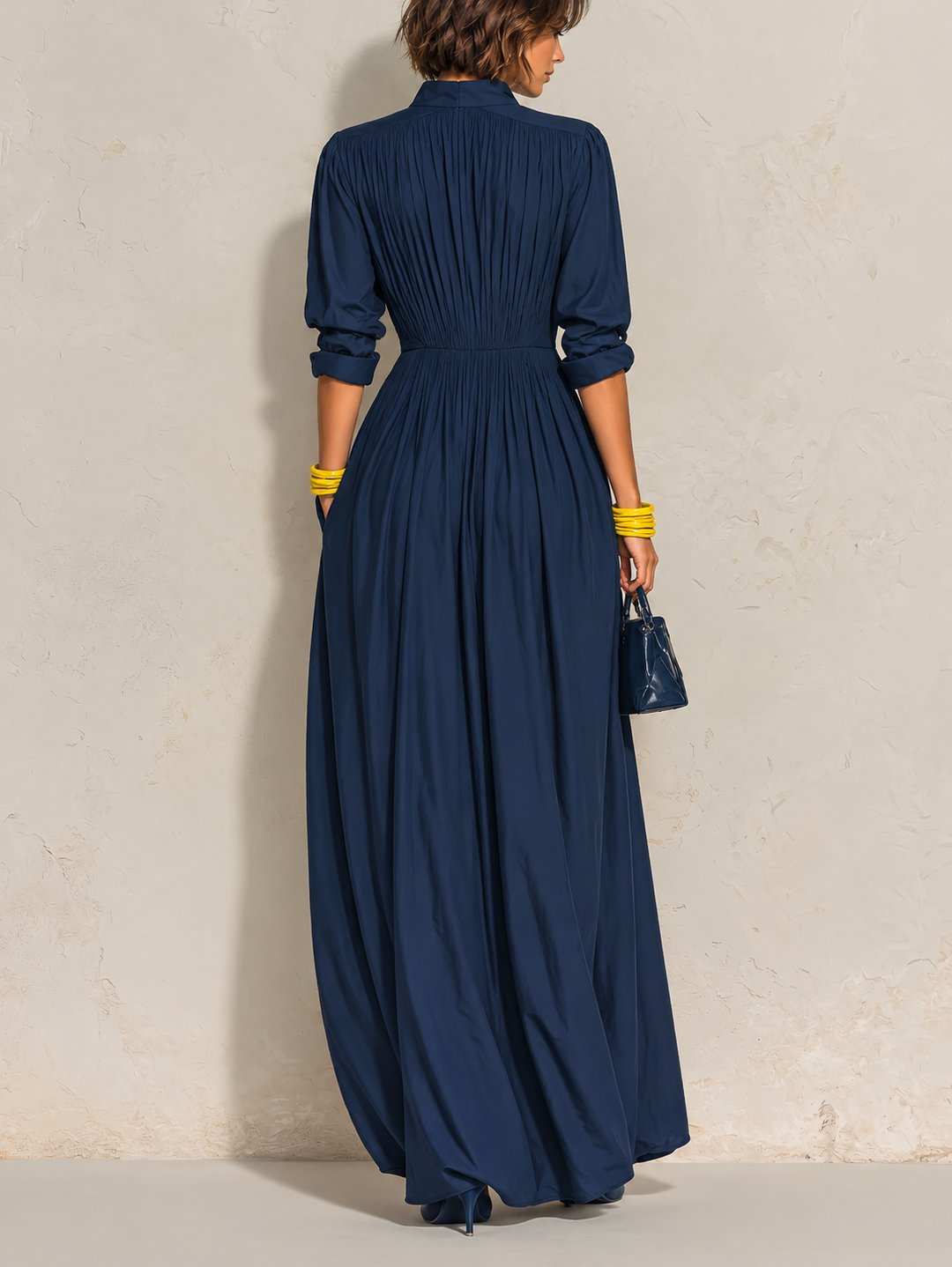 Ofelia™ | Elegante Lange Plooi jurk met V-hals