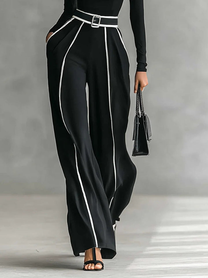 Emma | Elegante tweedelige set met hoge kraag en wijde broek