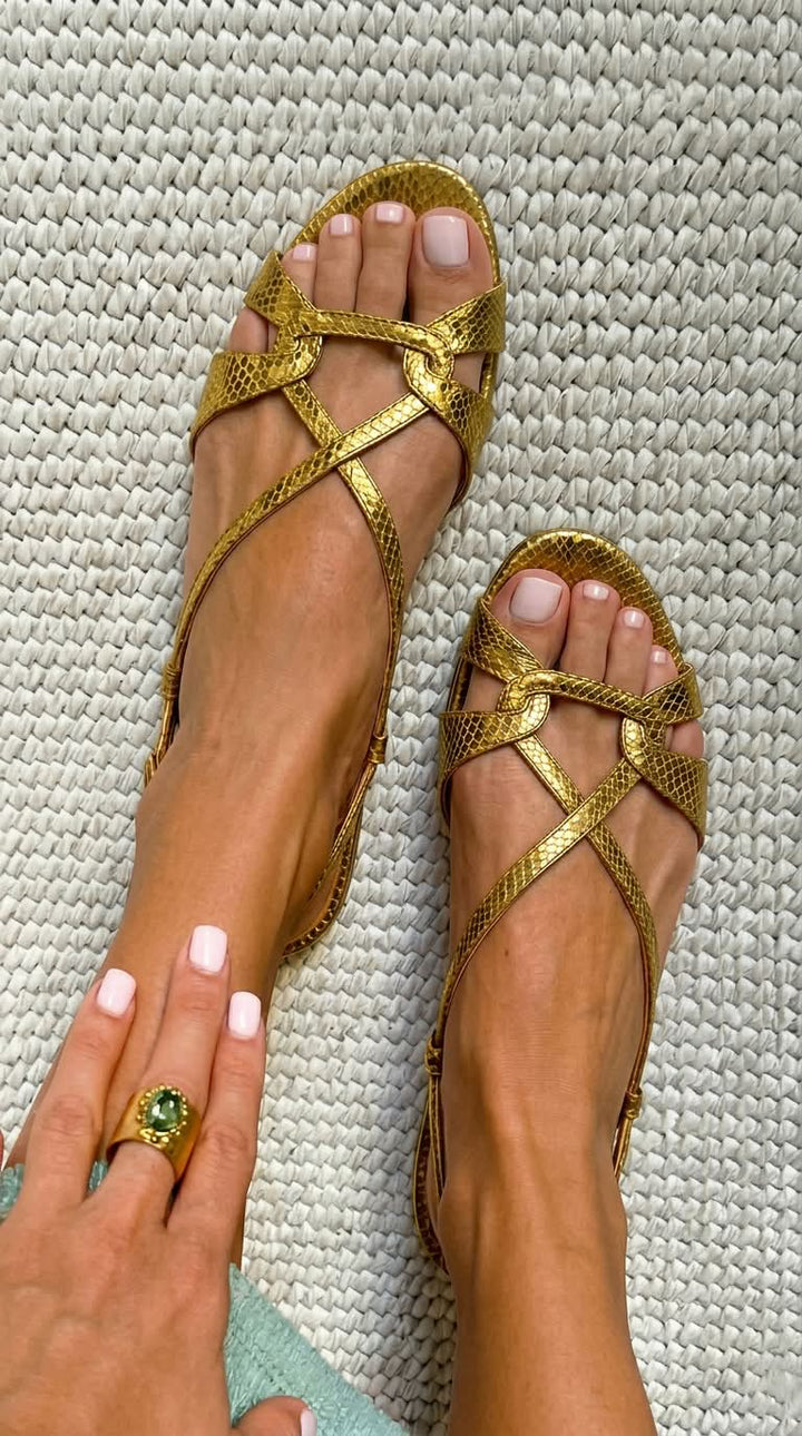 Elena | Elegante Slingback Sandalen met Slangenprint