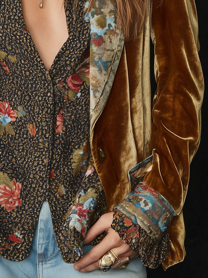 Marcelline | Blazer met patchwork en bloemenpatroon