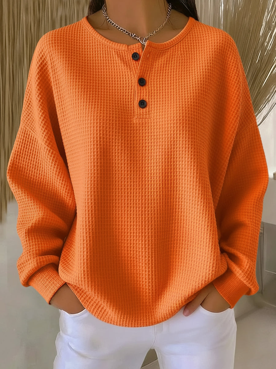 Mirabel™ | Gezellige Wafel Henley Sweatshirt