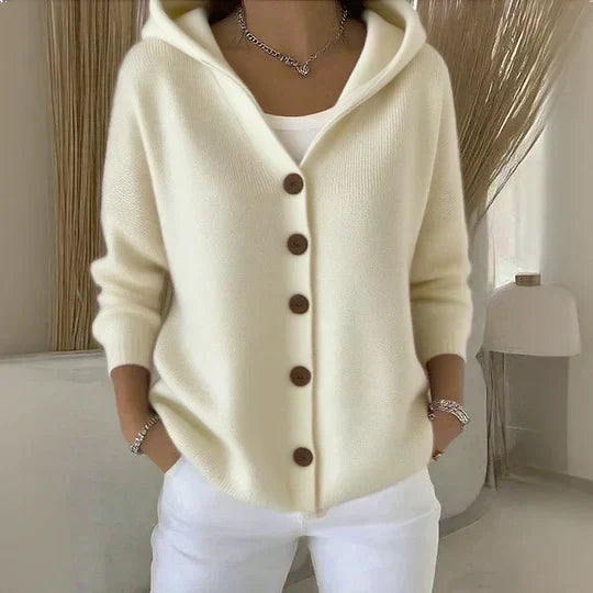 Darienne™ | Gebreide Cardigan met Kap en Knopen
