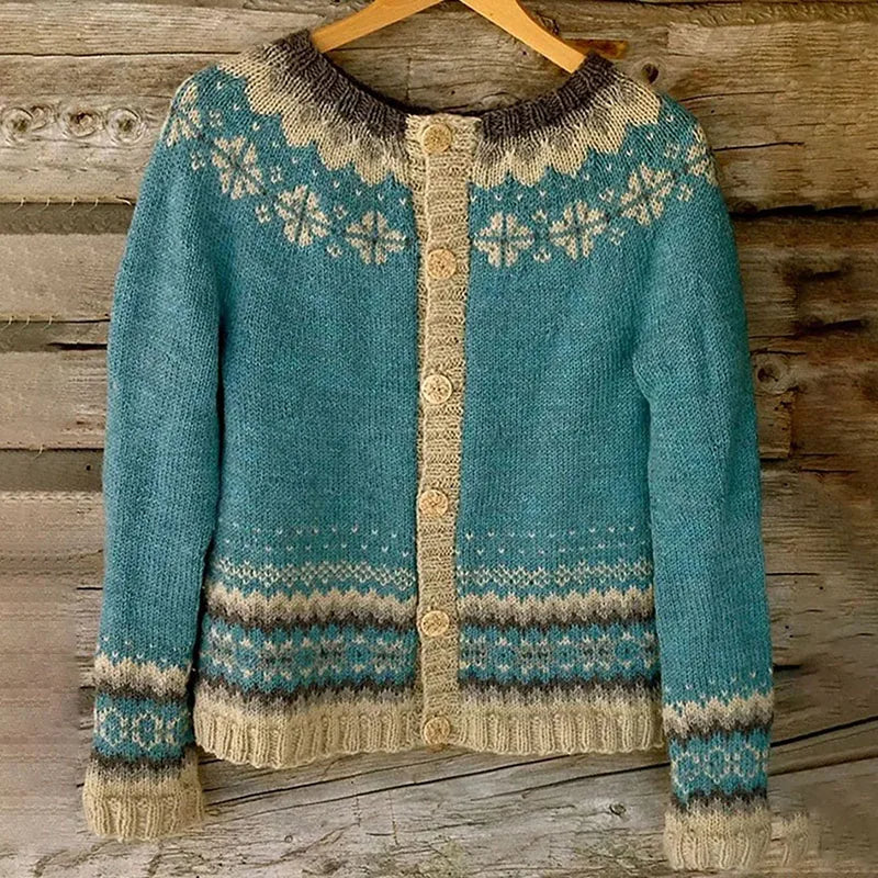 Charlotte | Vest met knopen en Scandinavisch patroon