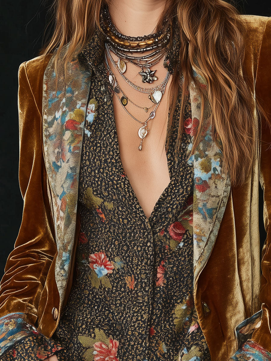 Marcelline | Blazer met patchwork en bloemenpatroon