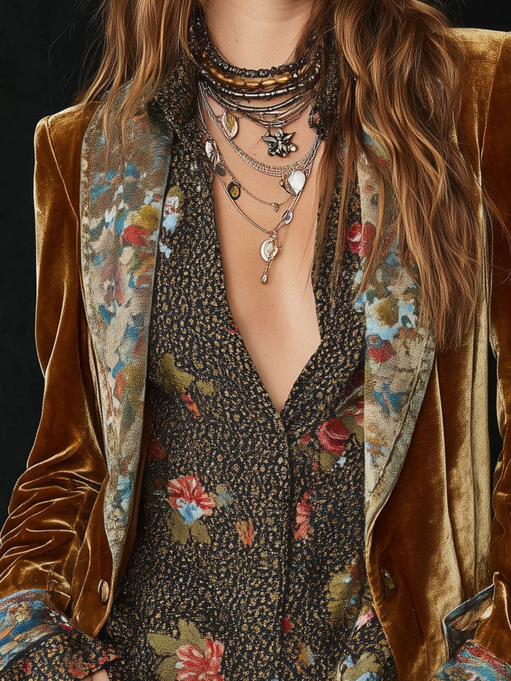 Marcelline | Blazer met patchwork en bloemenpatroon