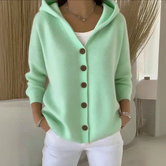 Darienne™ | Gebreide Cardigan met Kap en Knopen